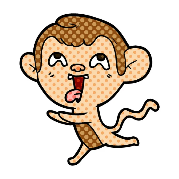 Fou Singe Dessin Animé Courir — Image vectorielle