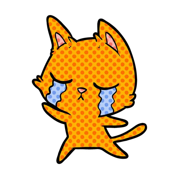 Vektorillustration Der Weinenden Cartoon Katze — Stockvektor