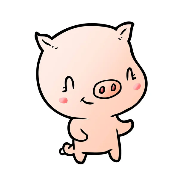 Vector Illustration Cute Cartoon Pig — Stock Vector
