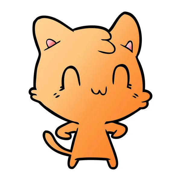 Векторна Ілюстрація Мультфільму Щасливий Кіт — стоковий вектор