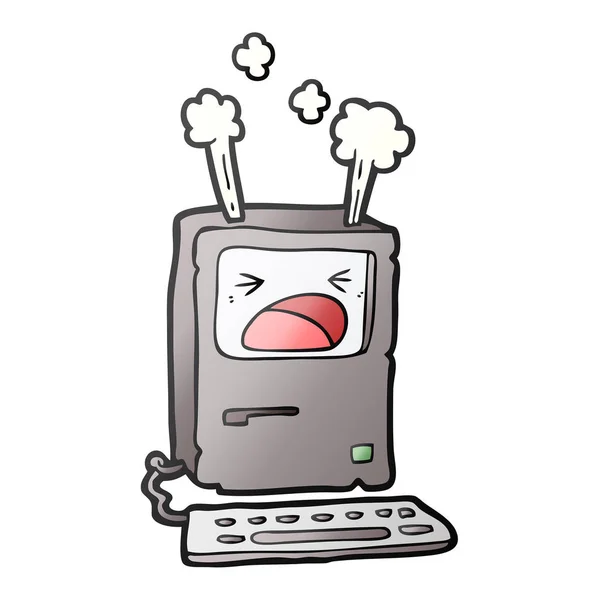 Vektor Illustration Von Cartoon Überhitzung Computer — Stockvektor
