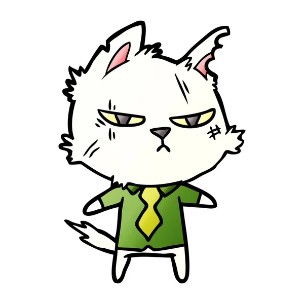 Kot Kreskówka Mocny Koszulę Krawat — Wektor stockowy