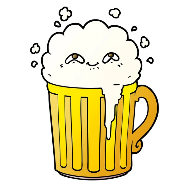 ビールのジョッキを幸せな漫画 — ストックベクタ