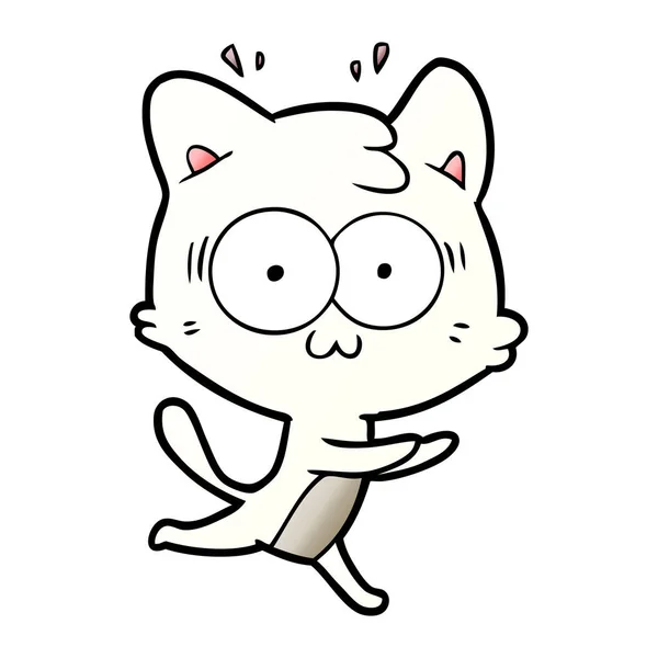 Dibujos Animados Sorprendido Gato Corriendo — Vector de stock