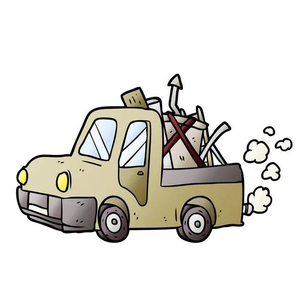 Cartoon Velho Caminhão Cheio Lixo —  Vetores de Stock