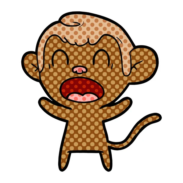 Vectorillustratie Voor Cartoon Schreeuwen Monkey Geïsoleerd Wit — Stockvector