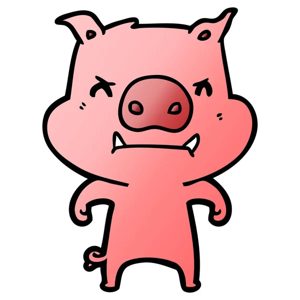 Illustration Vectorielle Cochon Dessin Animé Colère — Image vectorielle