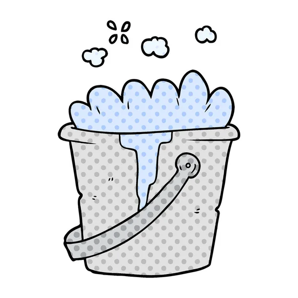 Cartoon Bucket Soapy Water — Stock Vector