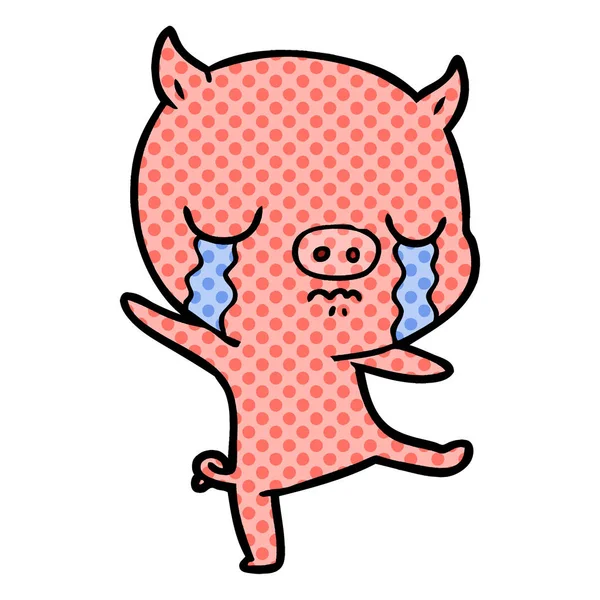 Illustration Vectorielle Cochon Dessin Animé Pleurer — Image vectorielle