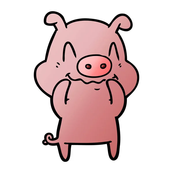 Gambar Vektor Dari Kartun Gugup Babi - Stok Vektor