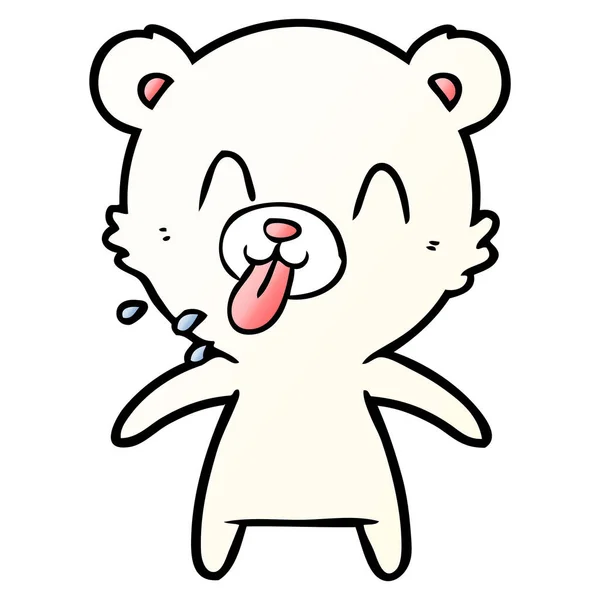 Rude Cartoon Polar Bear Sticking Out Tongue — Stock Vector