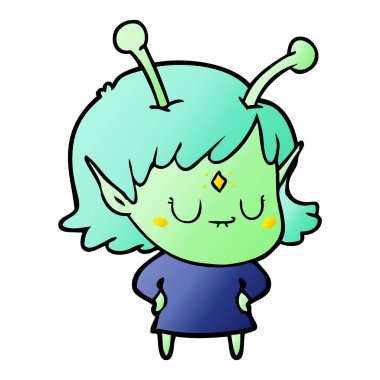 vektör çizim karikatür uzaylı kız