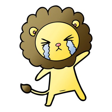vektör çizim aslan ağlıyor çizgi film