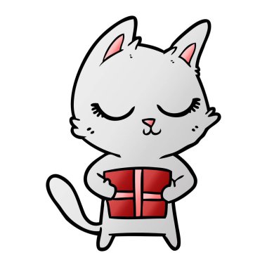 Sakin karikatür kedi vektör çizim