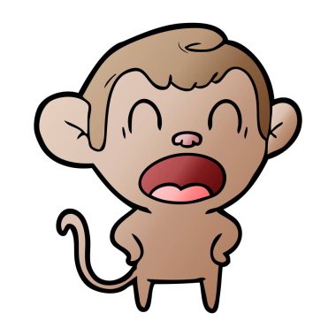 Vektör çizim üzerinde beyaz izole karikatür bağırarak maymun