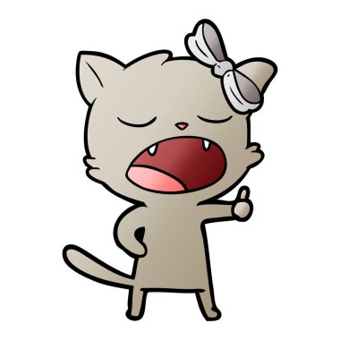 vektör çizim karikatür esneme kedi