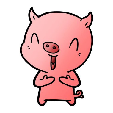 mutlu karikatür domuz vektör çizim