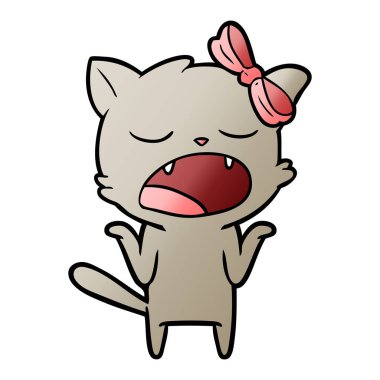 omuzlarında shrugging esneme kedi çizgi film