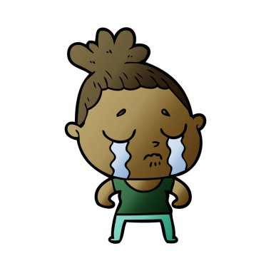 vektör çizim karikatür kadının ağladığını