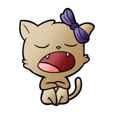 vektör çizim karikatür esneme kedi