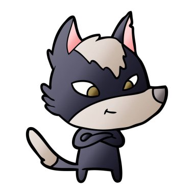 vektör çizim dostu karikatür kurt