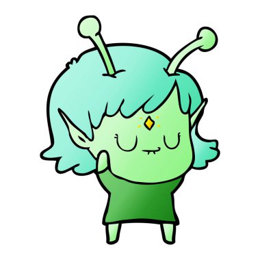 vektör çizim karikatür uzaylı kız