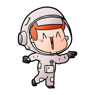 mutlu karikatür astronot vektör çizim