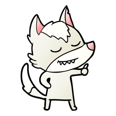 vektör çizim dostu karikatür kurt