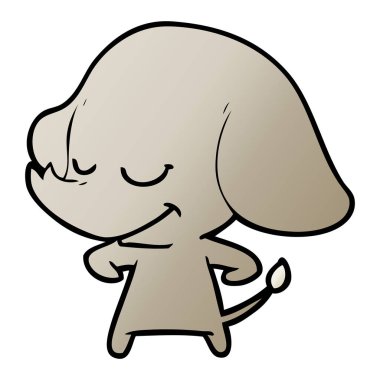 vektör çizim karikatür fil gülümseyen