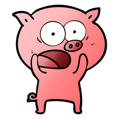 vektör çizim karikatür domuz bağırarak