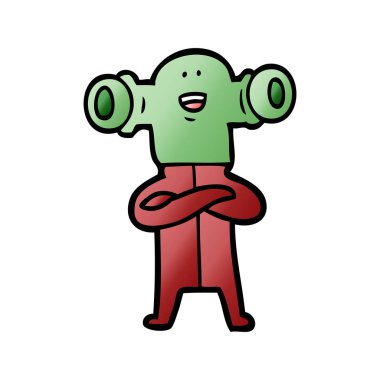 Dostu karikatür uzaylı vektör çizim