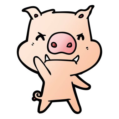 kızgın çizgi film domuz vektör çizim