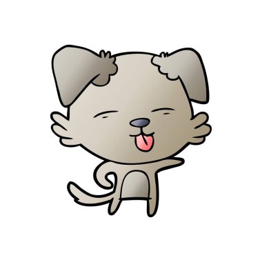 Çizgi filmdeki köpek dilini çıkartıyor.