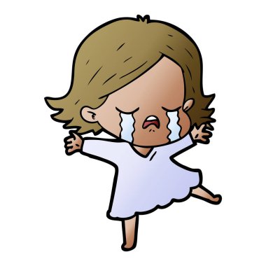vektör çizim karikatür kız ağlıyor