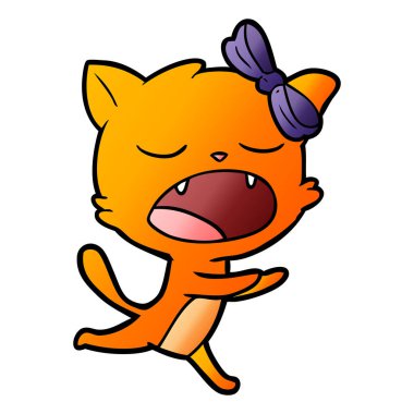 vektör çizim karikatür esneme kedi