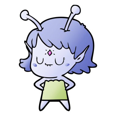 vektör çizim karikatür uzaylı kız