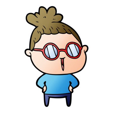 Çizgi filmdeki gözlüklü kadın.