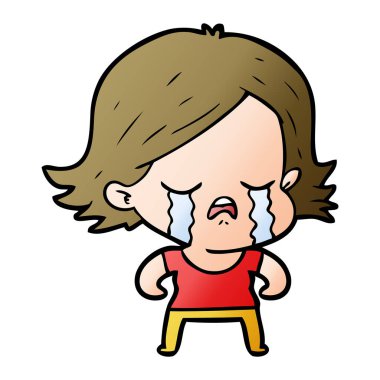vektör çizim karikatür kız ağlıyor