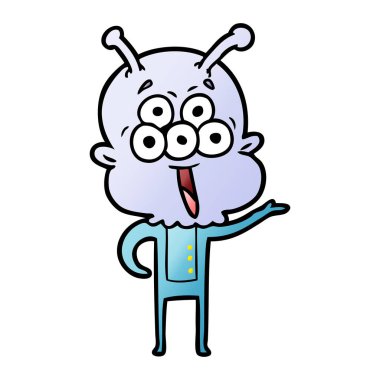 mutlu çizgi film uzaylı vektör çizim