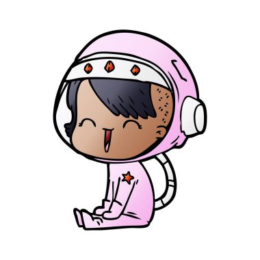 mutlu karikatür alan kız