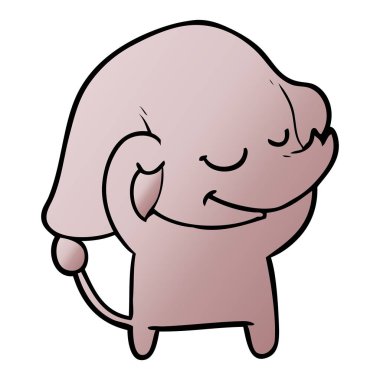 vektör çizim karikatür fil gülümseyen