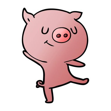 mutlu karikatür domuz vektör çizim
