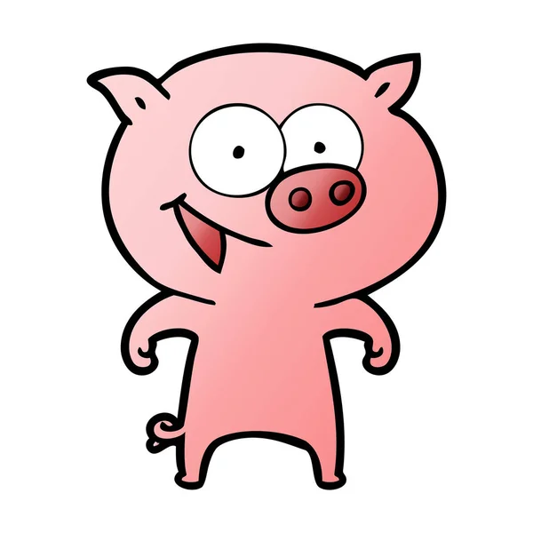 Vektor Illustration Von Fröhlichen Schwein Karikatur — Stockvektor