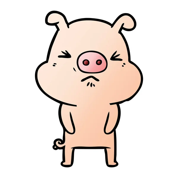 Illustration Vectorielle Cochon Grincheux Dessin Animé — Image vectorielle