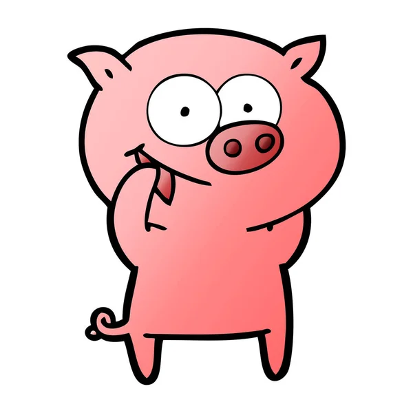 Illustration Vectorielle Dessin Animé Cochon Joyeux — Image vectorielle