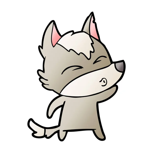 漫画のオオカミの口笛のベクトル イラスト — ストックベクタ