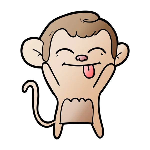 Sevimli Çizgi Maymun Üzerinde Beyaz Izole Dil Gösterilen Vektör Çizim — Stok Vektör