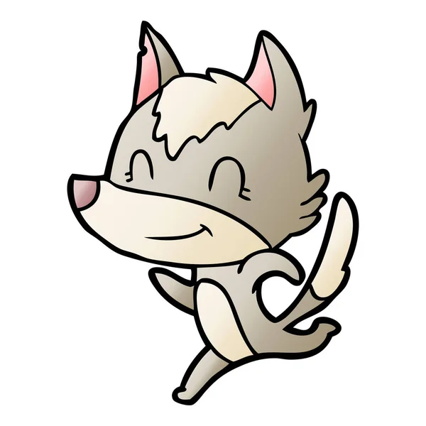 Freundlicher Zeichentrickwolf Läuft — Stockvektor