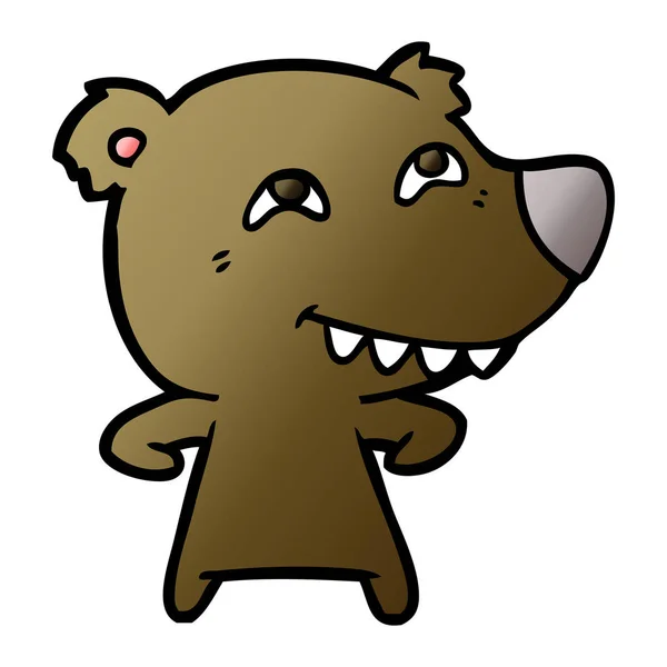 Urso Dos Desenhos Animados Mostrando Dentes — Vetor de Stock