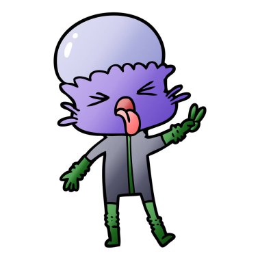 garip karikatür uzaylı vektör çizim